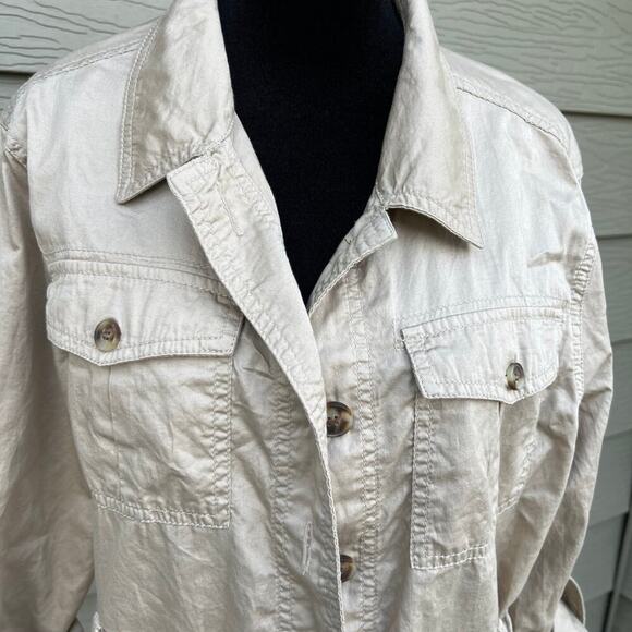 Liz Claiborne belted, button-down, jacket, women's size L - Picture 1 of 6